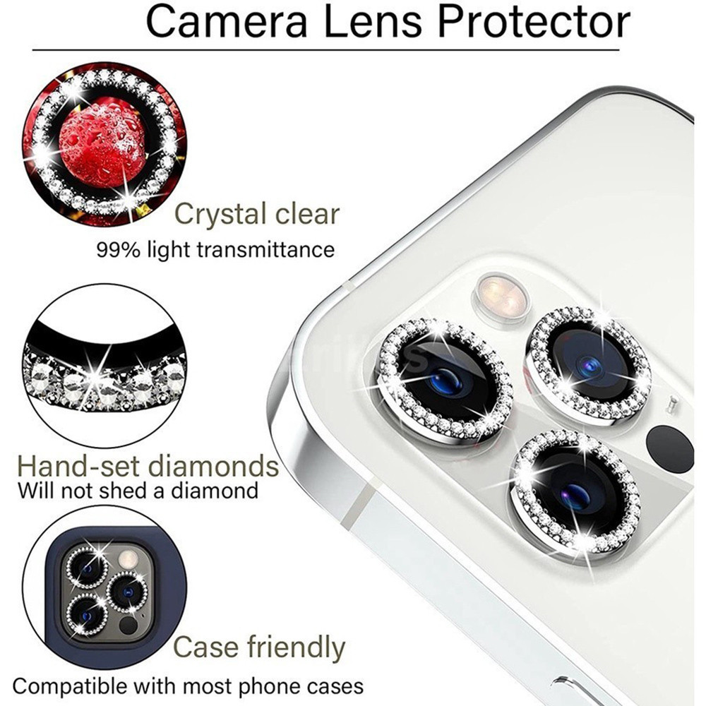 Long Lanh Kim Cương Bảo Vệ Ống Kính Camera Cho iPhone 17 Pro Max 17 Air 16 Plus 15 14 13 12 11 Kính Bảo Vệ Phim