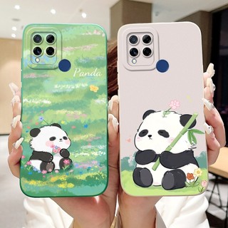 Dành Cho Realme C15 C12 C25 C25s Vỏ Bảo Vệ Ống Kính RealmeC15 C12 C25 C25s 4G Vỏ Điện Thoại Silicon Mềm Hoạt Hình Gấu Trúc Dễ Thương