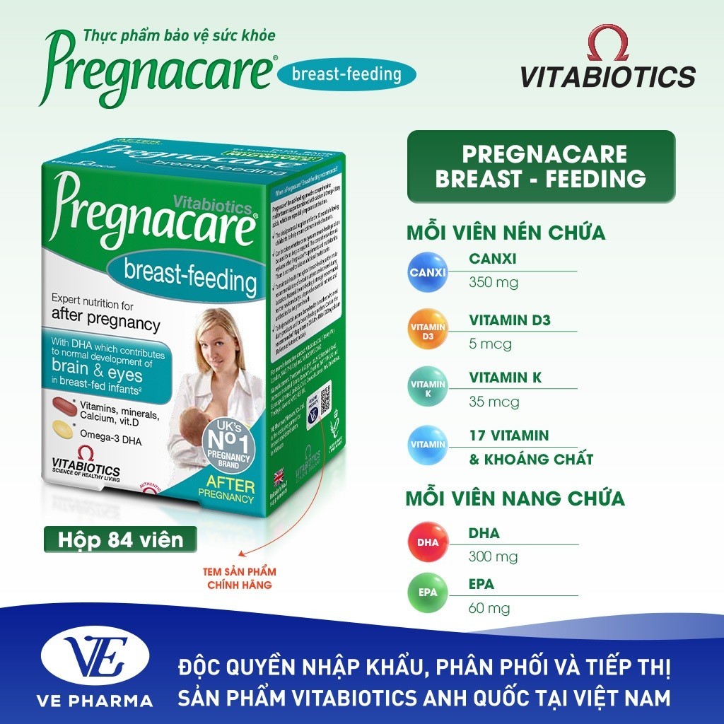 Hàng Anh-Pregnacare Breast Feeding Vitamin Tổng Hợp Cho Mẹ Sau Sinh 84 ViênSSĐT
