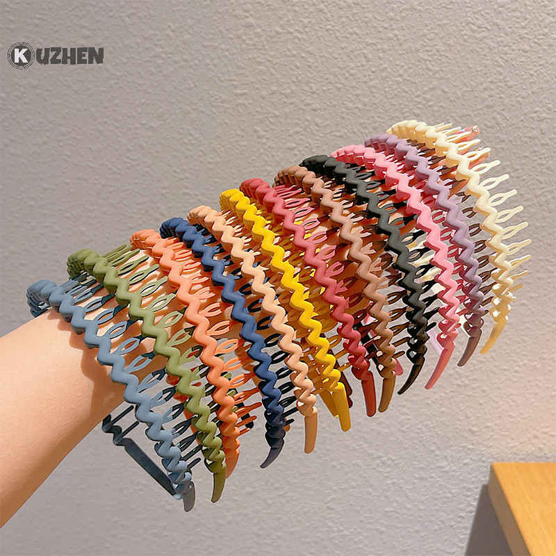 Kuzhen Nữ Đơn Giản Nhiều Màu Sắc Mờ Răng Băng Đô Quấn Tóc Gãy Hoàn Thiện Tóc Ngoài Trời Vòng Mũ Phụ Kiện Tóc Thời Trang HOT