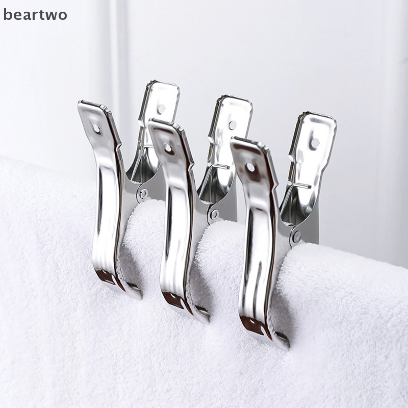 < Beartwo > 5 / 6 / 10 / 20 Chiếc Kẹp Thép Không Gỉ Kẹp Quần Áo Ghế Bãi Biển Lớn Kẹp Khăn Cho Chăn Chống Gió Kẹp Kẹp Đẹp