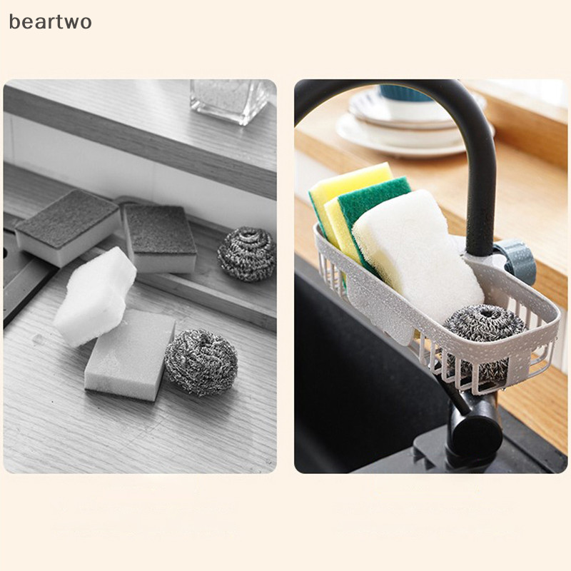 < Beartwo > Giá thoát nước bồn rửa có thể điều chỉnh Bọt biển Bảo quản Vòi giữ xà phòng Thoát nước Kệ Giỏ sắp xếp Phụ kiện phòng tắm nhà bếp Đẹp