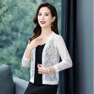 Khăn choàng ren hoa mẫu đơn cardigan mỏng nhẹ thoáng khí Áo khoác nhỏ khăn choàng chống nắng phối váy