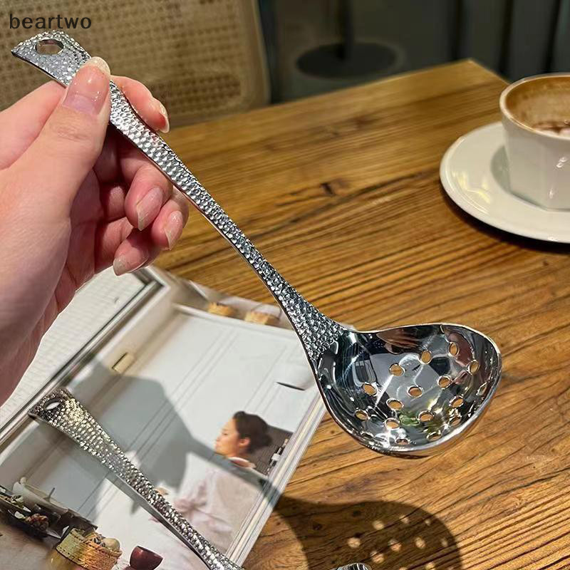 < Beartwo > 1 Thìa Inox Làm Dày Tay Cầm Dài Thìa Canh Cho Lẩu Muỗng Rây Lọc Nhà Bếp Bộ Đồ Ăn Đồ Dùng Nấu Ăn Đẹp