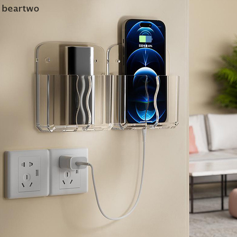 < Beartwo > Giá đỡ điều khiển từ xa đa năng Sạc điện thoại Điều hòa không khí Bộ điều khiển từ xa Kệ treo tường Giá đỡ đẹp