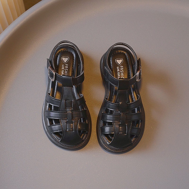sandal bé gái dép rọ đan cho bé bảo vệ chân chống trơn trượt mẫu mới nhất năm có size đại đen trắng có hộp xd766
