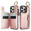 Tương Thích Cho IPhone 16 15 14 13 11 Pro Max Plus 12 Mini Ốp Lưng Ví Khe Cắm Thẻ Đứng Da Lật Khóa Đôi Túi Dây Kéo Vòng Giá Đỡ Bao