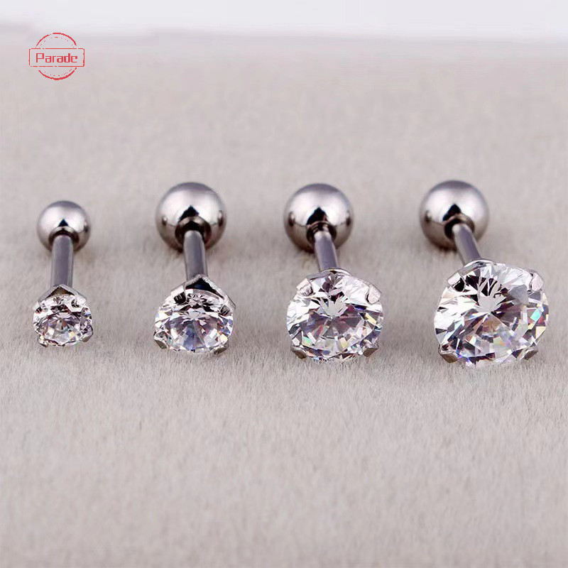 Parade 1 Cái 4 Prong Bông Tai Đính Kim Cương Giả Dành Cho Nữ / Nam Tragus Sụn Tiêu Chuẩn Lobe Trang Sức Quà Tặng VN