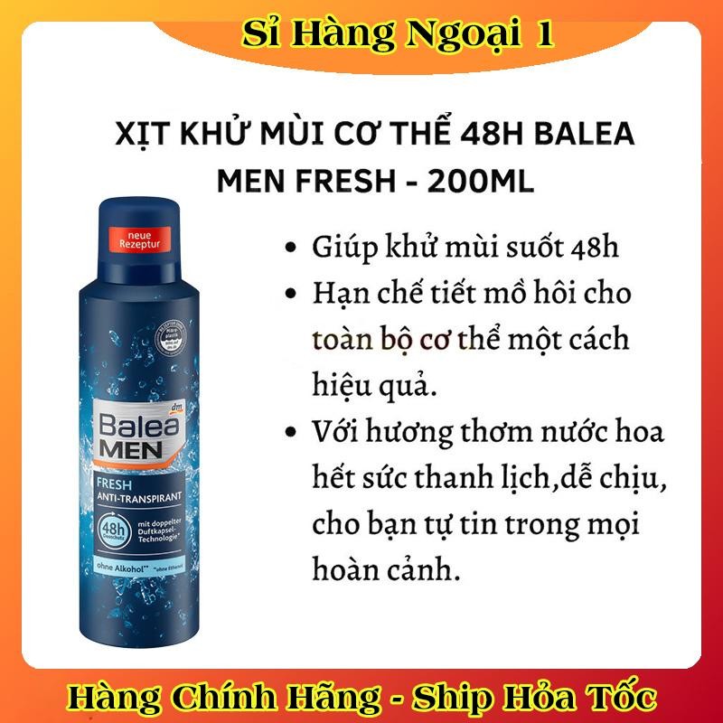 Xịt khử mùi cơ thể Balea Men Đức 200ml ngăn mồ hôi, hương thơm nam tính -Date mới nhất