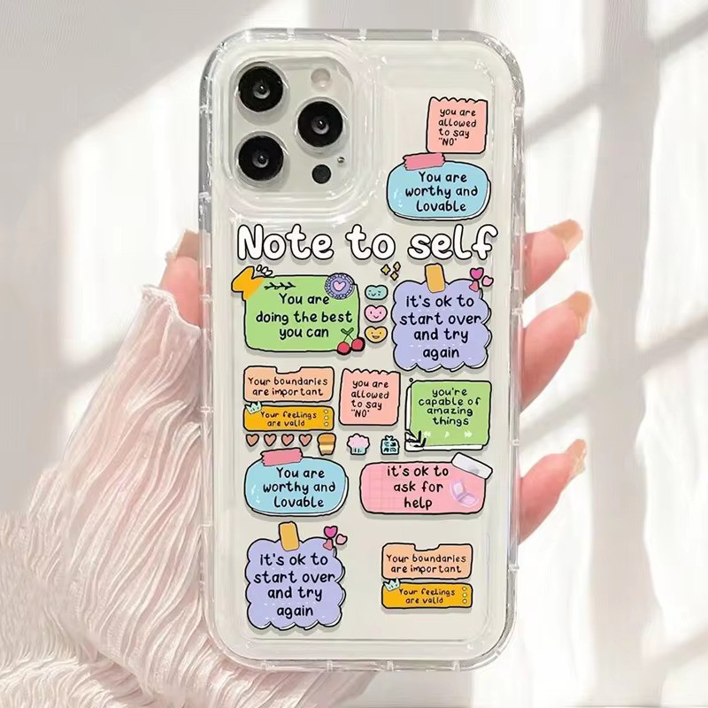 Vỏ Tương Thích Cho iPhone 16 11 12 13 14 15 Pro Max 16e XR X XS Max 7 8 Plus 12 13 Mini SE2020 2022 Phim Hoạt Hình Dễ Thương Ins Vibes Slogan In Trong Suốt Mềm Chống Sốc Silicon