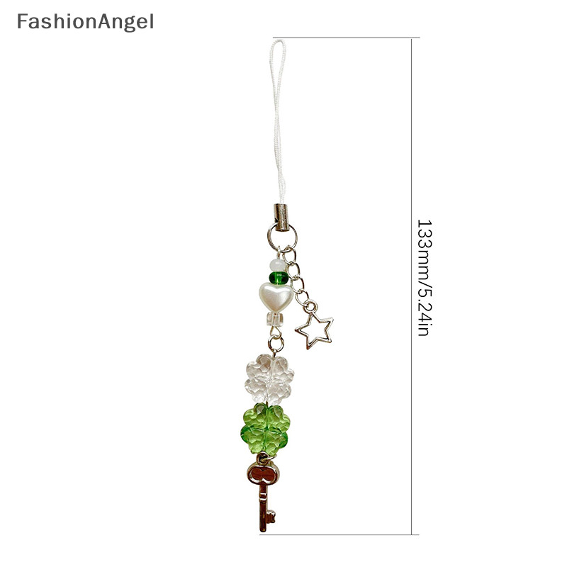 FashionAngel Phong Cách Nghệ Thuật Mặt Dây Chuyền Dễ Thương Điện Thoại Quyến Rũ Dây Bốn Lá Cỏ Ba Lá Móc Chìa Khóa Thời Trang Đính Hạt Móc Khóa Trang Trí Cho Điện Thoại TH