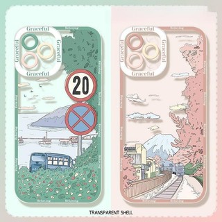 Ốp Lưng Cho Samsung Galaxy Note 10 Lite A81 10 Plus 20 Ultra J4 J6 Plud J2 J7 Prime G530 M23 A72 A73 Vỏ Anime Phong Cảnh Hoa Văn Trong Suốt Dễ Thương Bảo Vệ Camera Vuông
