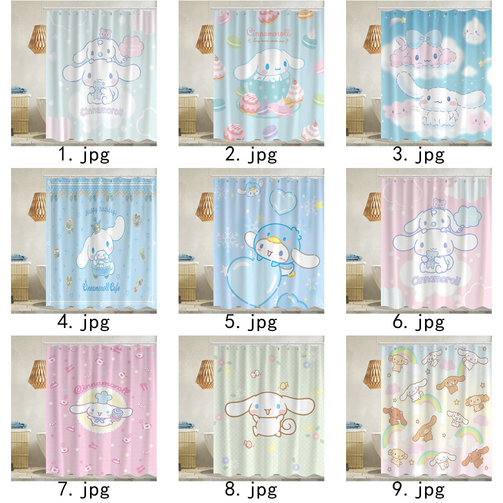 Sanrio Cinnamoroll Polyester Rèm tắm chống thấm nước Trang trí phòng tắm