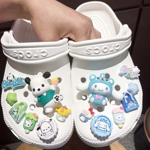 Đèn LED nhấp nháy ba chiều trang trí giày Crocs, phù hợp lỗ nút, tháo rời, phong cách Sanrio