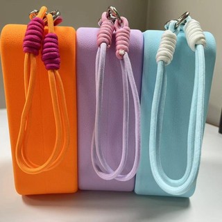 AllGIFT Ví vuông, Silicone có dây đeo cổ tay Ví đựng tiền xu, Túi đựng mỹ phẩm có dây kéo màu trơn Vật phẩm nhỏ
