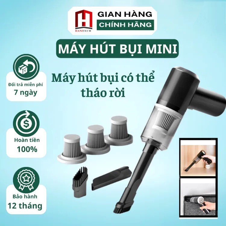 Máy hút bụi cầm tay mini lực hút siêu mạnh, máy hút bụi đệm ga giường tránh bụi bẩn