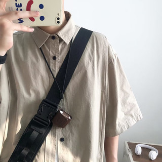 CGF Mùa Hè Nhật Bản retro Áo Sơ Mi Tay Ngắn Nam Nữ Rời Thường Ngày Màu Trơn Đại Học Gió Áo Thun top
