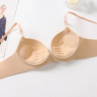 Đồ lót liền mạch tập hợp đơn giản mượt mà không có vòng thép, áo ngực đeo vai có thể tháo rời, áo ngực màu trơn thoải mái