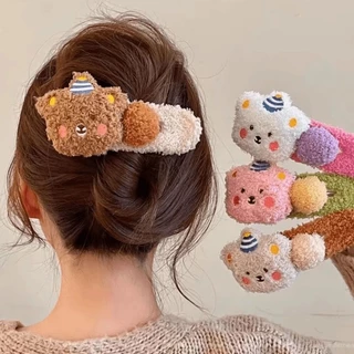 Mùa Đông Dễ Thương Sang Trọng Gấu Kẹp Tóc Kẹp Tóc Mũ Phụ Kiện