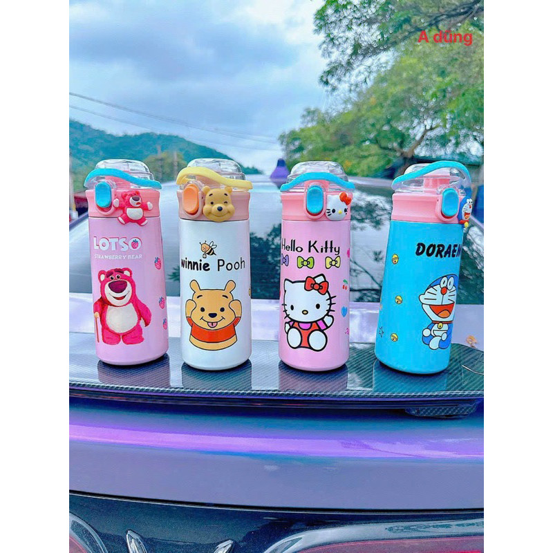 Bình nước giữ nhiệt 480ML kèm ống hút. Bình nước giữ nhiệt HÀNG VỀ SẴN, ly giữ nhiệt gấu dâu