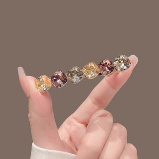 Mauropoli [Sẵn sàng] Kẹp mỏ vịt pha lê màu tím tinh tế cao cấp Kẹp phẳng Full Diamond Classy Bangs Clip Kẹp mỏ vịt Kẹp tóc Kẹp bên
