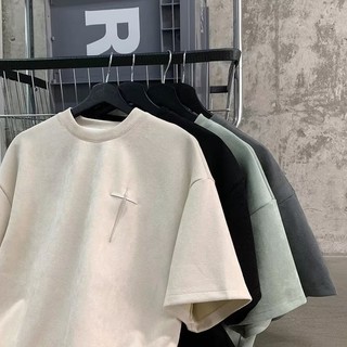 Áo thun Harajuku hợp thời trang và đa năng, thương hiệu thời trang tiêu chuẩn, cổ tròn đơn giản