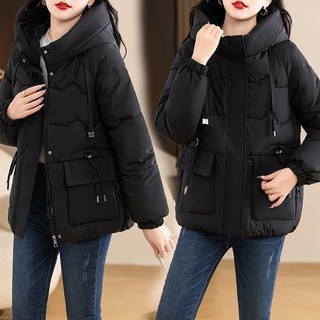 Phong Cách Mới 2024 Ngắn Xuống Áo Khoác Đệm Trung Niên Nữ Thu Đông Rời Dày Ấm Áp Thời Trang Có Mũ Trùm Đầu Thời Trang Thời Trang