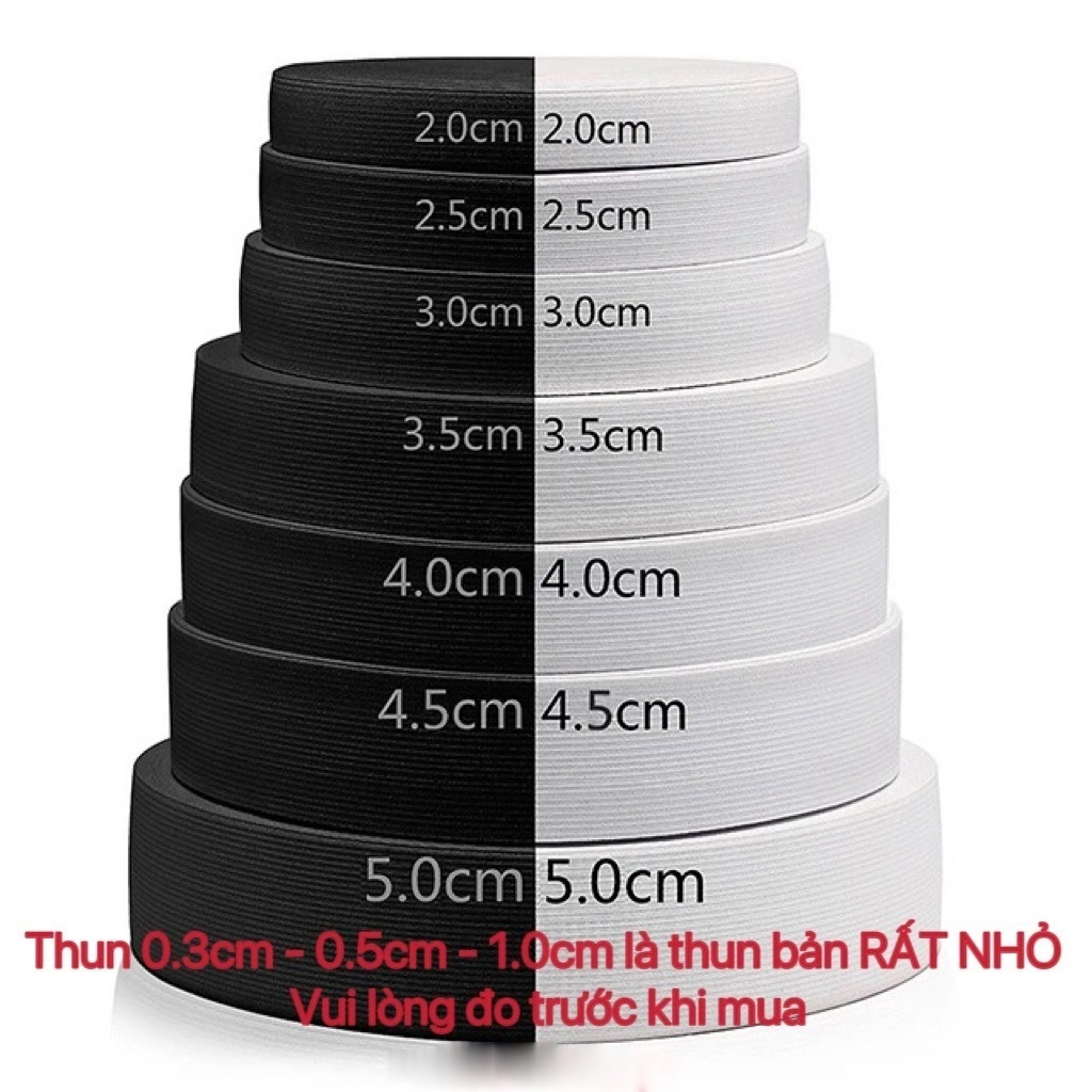 10 mét dây thun quần trắng đen 0.3cm 0.5cm 1cm 2cm 3cm 5cm... FE123