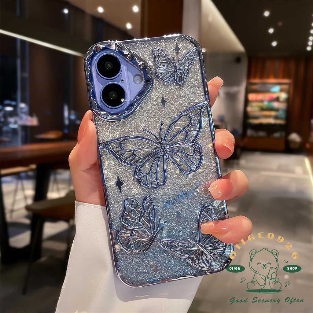 【 Ốp lưng iphone16 】 Vỏ điện thoại mạ bướm màu sa mạc iphone16 Pro Max 15 14 13 12 11 cho vỏ iPhone Vỏ mềm silicon TPU chống sốc