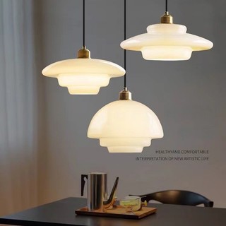 AIMI Đèn Chùm Thủy Tinh Nhà Bếp Màu Trắng Sữa Có Trang Trí Thân Vàng Thích Hợp Cho Gia Đình Phòng Khách Phòng Ngủ Nhà Hàng