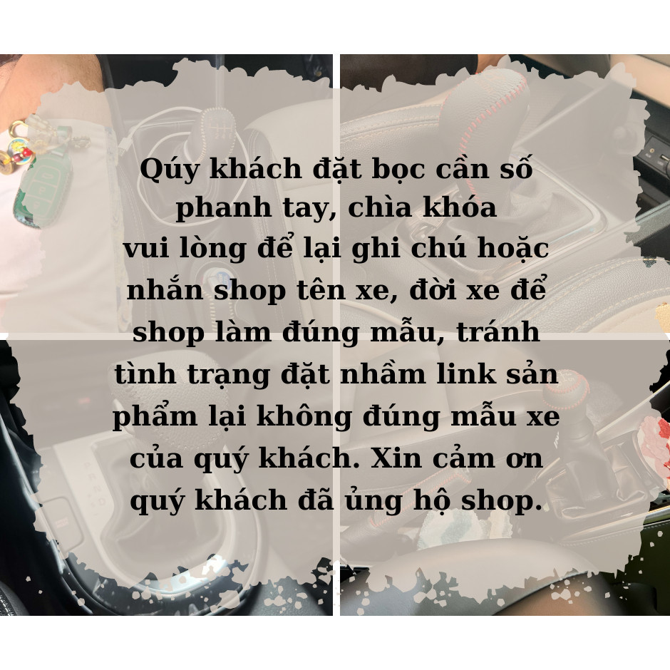 Bao da bọc cần số - phanh tay các đời xe Ford Ranger, BT50 số sàn(MT) da bò handmade khâu thủ công