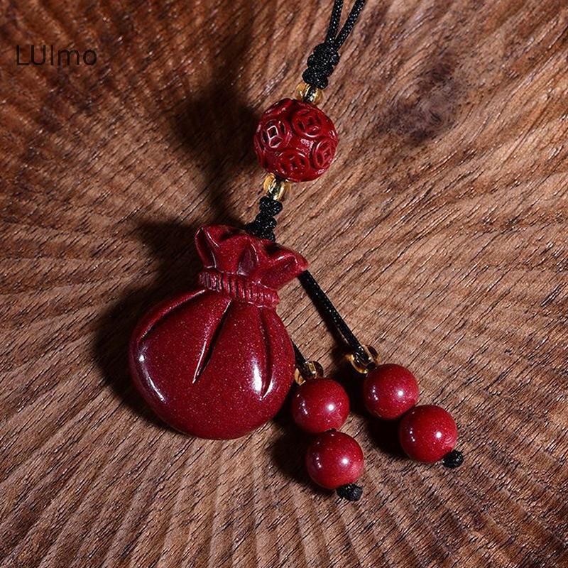 Luimo Handmade Trung Quốc Cinnabar Cáo Túi Đựng Tiền Bầu Cho Túi Điện Thoại Di Động Unisex Mặt Dây Chuyền Thời Trang Quà Tặng SBS