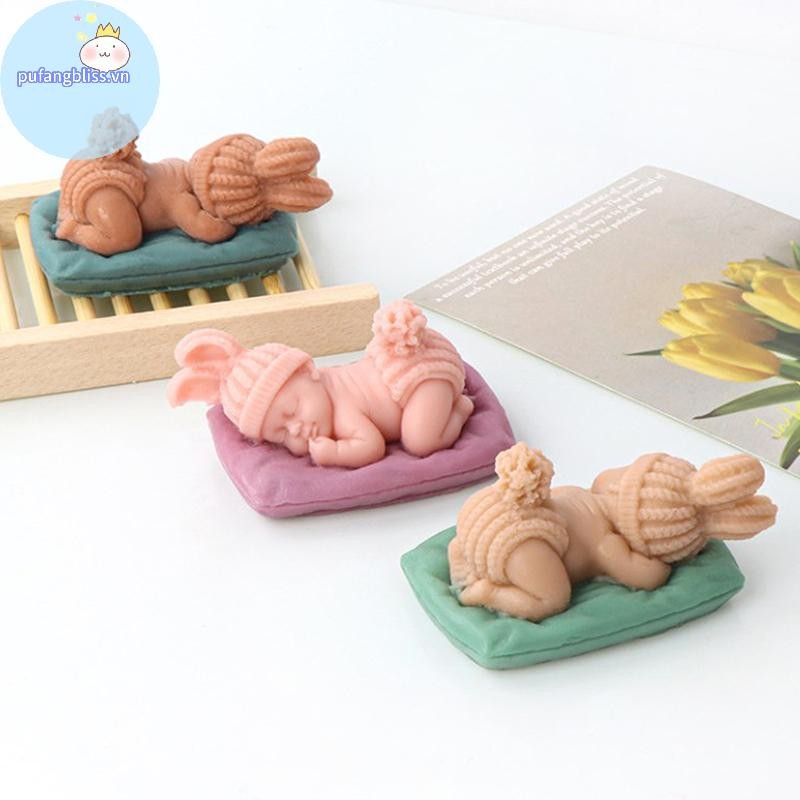 Pufangbliss 3D Bé Ngủ Hình Khuôn Silicon Nhà Bếp DIY Bánh Fondant Nướng Khuôn Socola Xà Phòng Handmade Thạch Cao Nhựa Đất Sét Dụng Cụ VN