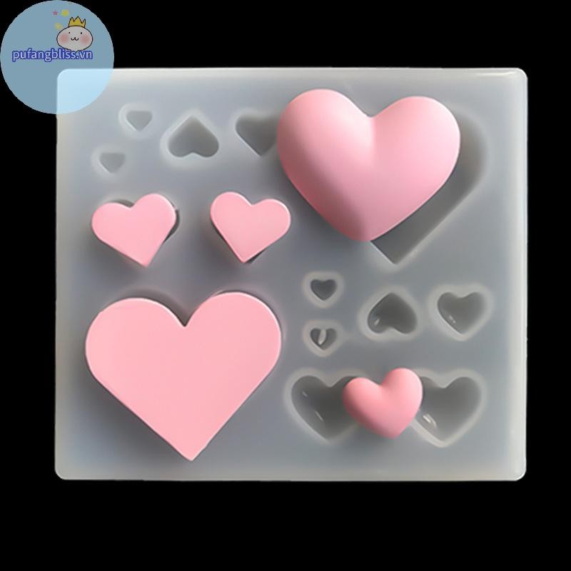 Pufangbliss 3D Tình Yêu Hình Trái Tim Khuôn Silicon Nhựa Dính Nhà Bếp Bánh Nướng Trang Trí Khuôn Socola DIY Trang Sức Bông Tai Mặt Dây Chuyền Dụng Cụ VN