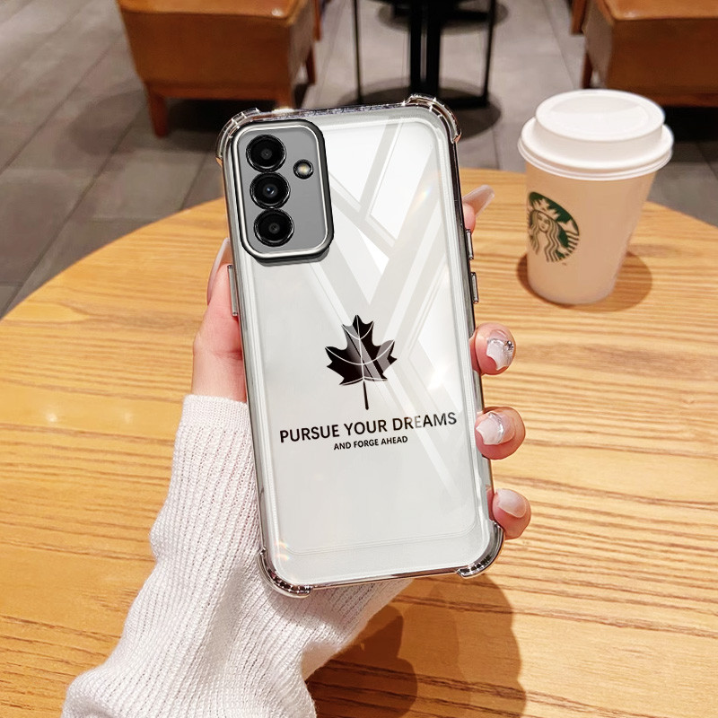 Ốp Điện Thoại YBD Cho Samsung Galaxy A36 A16 A13 A05S A14 A15 A34 A35 A54 A55 A24 A25 5G Vỏ Họa Tiết Lá Phong Đơn Giản Trong Suốt Siêu Mỏng