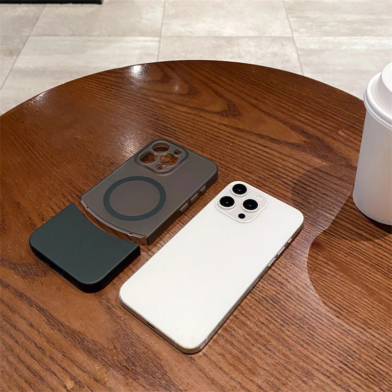 Ốp điện thoại cứng PC nối mờ 2 trong 1 cho iPhone 17 Air 16 Pro Max 15 Plus 14 13 12 11 Crystal Hit Color Vỏ sạc không dây trong suốt