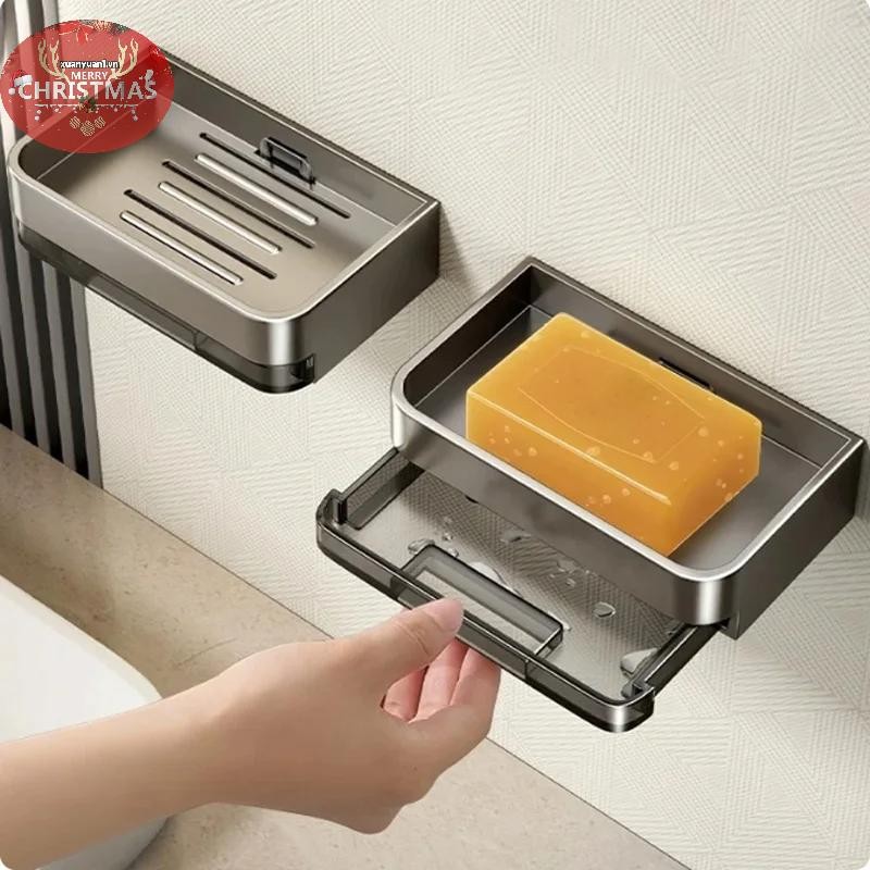 XUAN Phòng Tắm Giá Đỡ Xà Phòng Treo Tường Xà Phòng Xốp Giá Đỡ Người Tổ Chức Thoát Nước Đôi Món Ăn Xà Phòng Phụ Kiện Phòng Tắm VN