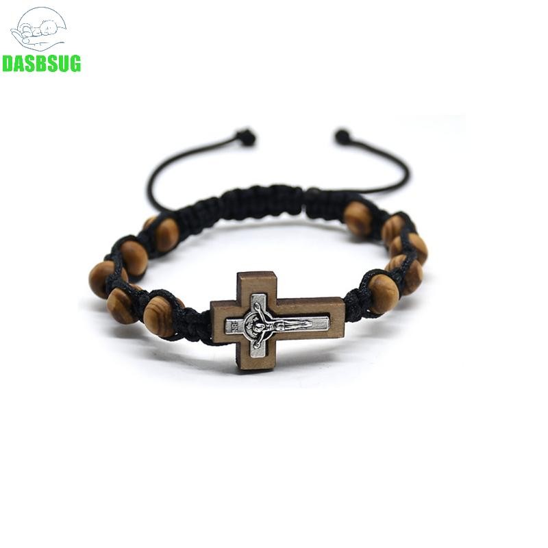 DASBSUG Mân Côi Vòng Tay Với Mặt Dây Chuyền Chữ Thập Dây Đeo Tay Trang Sức Cho Nam Bé Trai Tee