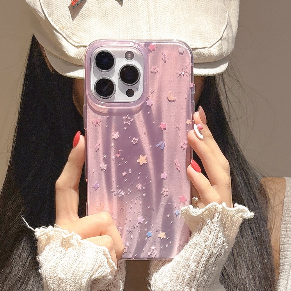 Ốp Điện Thoại Màu Hồng Ngôi Sao Cho iPhone 17 Pro Max iPhone 17 Air 16 Plus 15 14 13 12 11 Vỏ Bảo Vệ Chống Sốc
