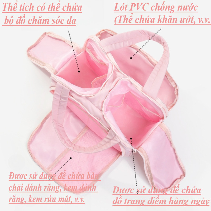 Túi trang điểm dung tích lớn,Túi Đựng Mỹ Phẩm Du Lịch Tiện Lợi,Nhiều ngăn, phân loại lưu trữ