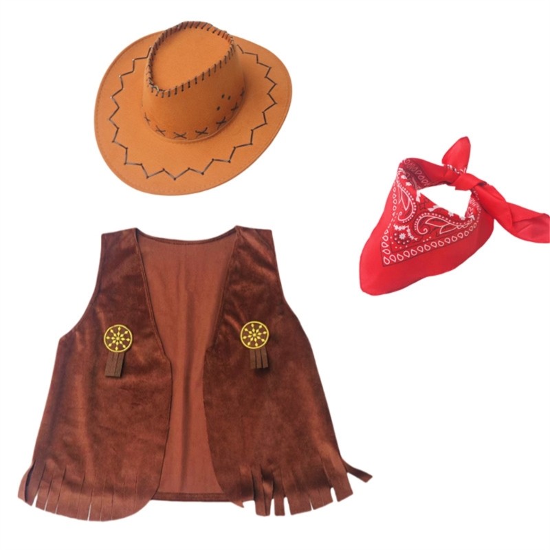 SELA Halloween Cowboy Trang Phục 3 Cosplay Trang Phục Tiệc Biểu Diễn Sân Khấu Trang Phục Cao Bồi Phương Tây Cho Trẻ Em Quà Tặng