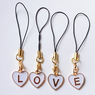 Mặt dây chuyền điện thoại di động diy White Love Letter Mặt dây chuyền điện thoại di động