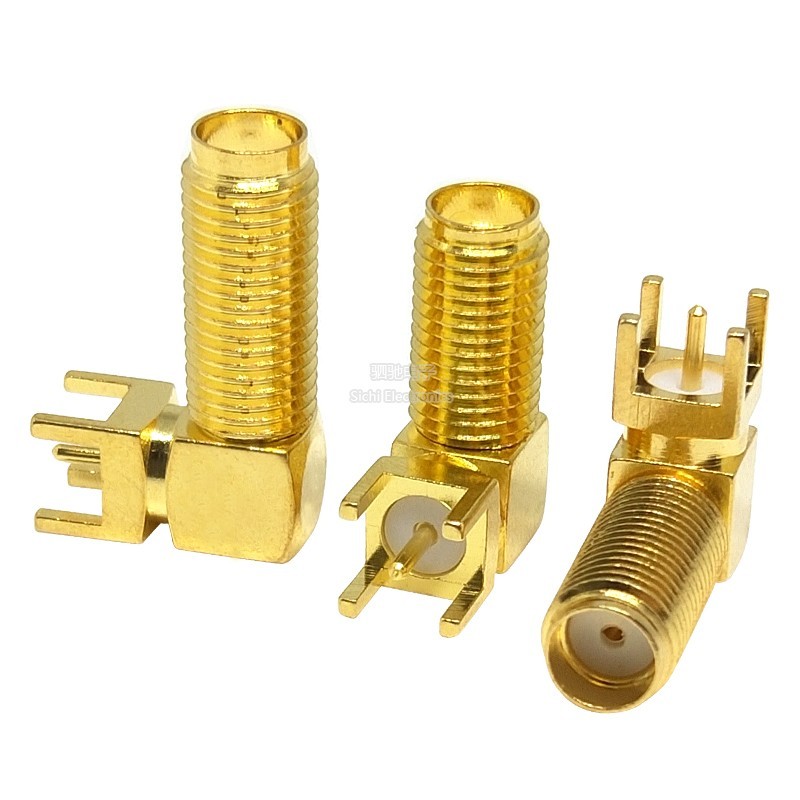 SMA-KWE Vô Tuyến Tần Số Ghế Bên Ngoài Vít Lỗ Bên Trong 90 Độ RF Ăng Ten Ghế Ngang Cong Pin 17 / 19 / 20 / 23MM