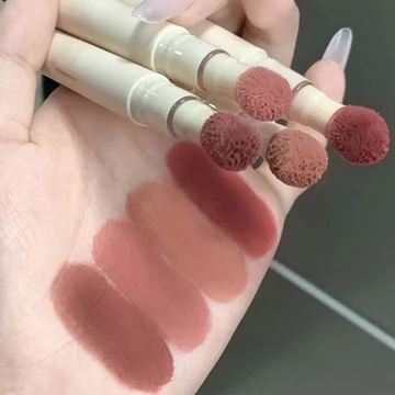 Khỏa Thân Đào Matte Lip Mud Air Cushion Lips Cream Brick Red Lip Glaze Powder Lipstick Pen Non-Stick Cup Nữ Lip Tint Trang Điểm Hàn Quốc