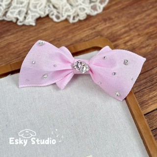 Kẹp Tóc Nơ Handmade Với Kim Cương Giả Cho Chó Nhẹ Nhàng Thú Cưng Phụ Kiện Tóc Cho Maltese Yorkie Bichon Đạo Cụ Chụp Ảnh