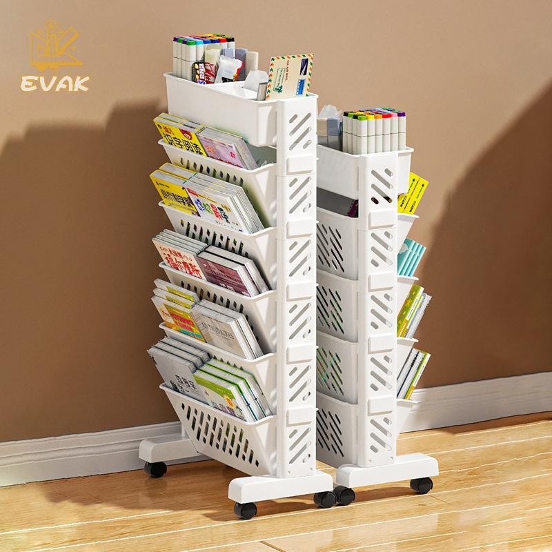 Alittlesetrtu Giá sách có thể di chuyển được trên sàn có bánh xe Giá để bàn học Nghiên cứu Công suất lớn Giá để sách nhiều lớp VN