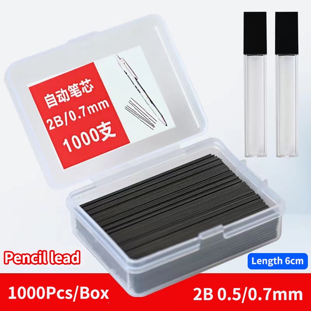 Chì chì tự ng nạp lại1000 chiếc 0,5 / 0,7mm 2B, than chì mịn có thà xóa ược cho học sinh & vẽ