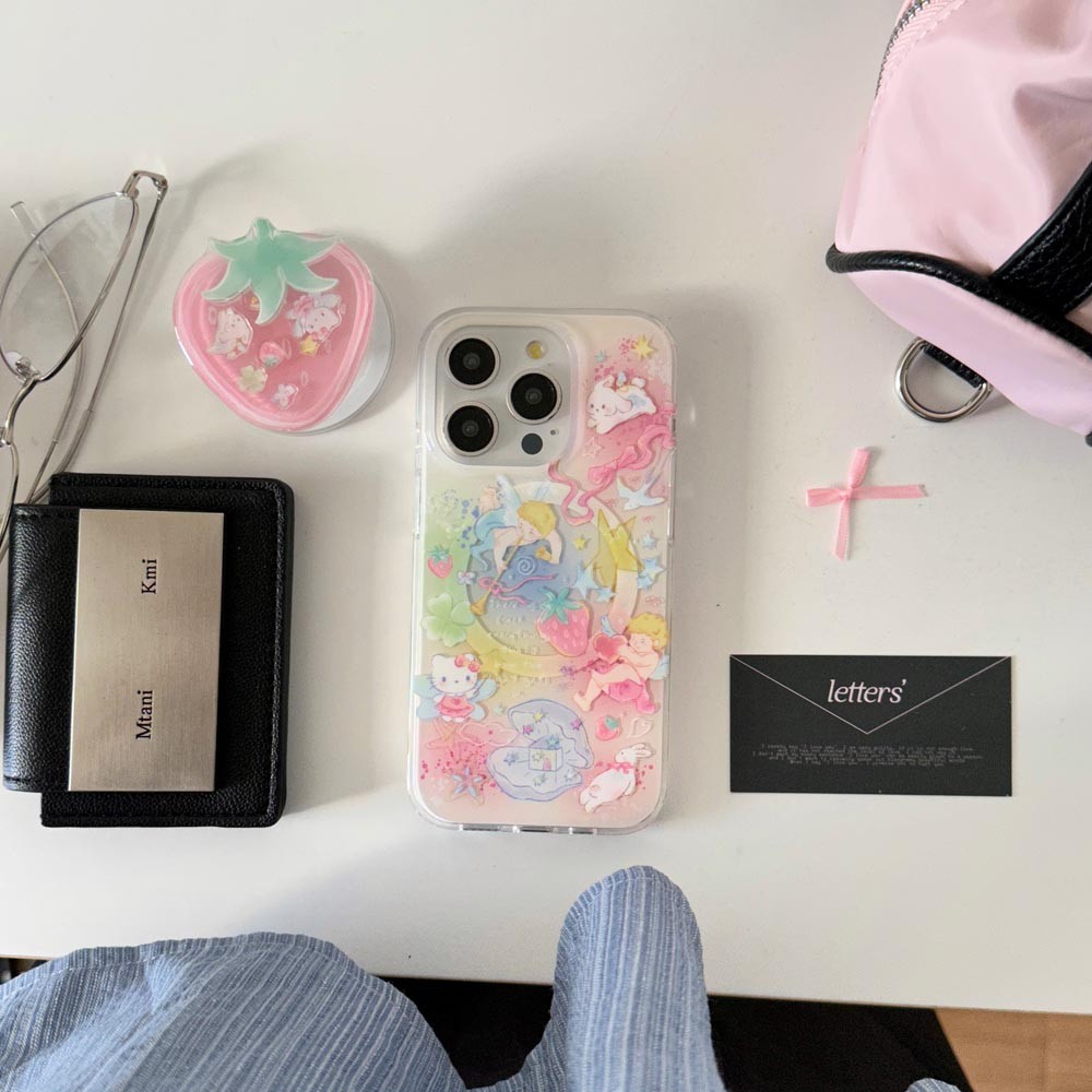 Ốp Lưng Cứng Tương Thích Với iPhone 13 14 14Pro 14ProMax 15 15Pro 15ProMax 16 16Pro 16ProMax 17 17Pro 17ProMax Vỏ Nam Châm Họa Tiết Graffiti Dâu Tây