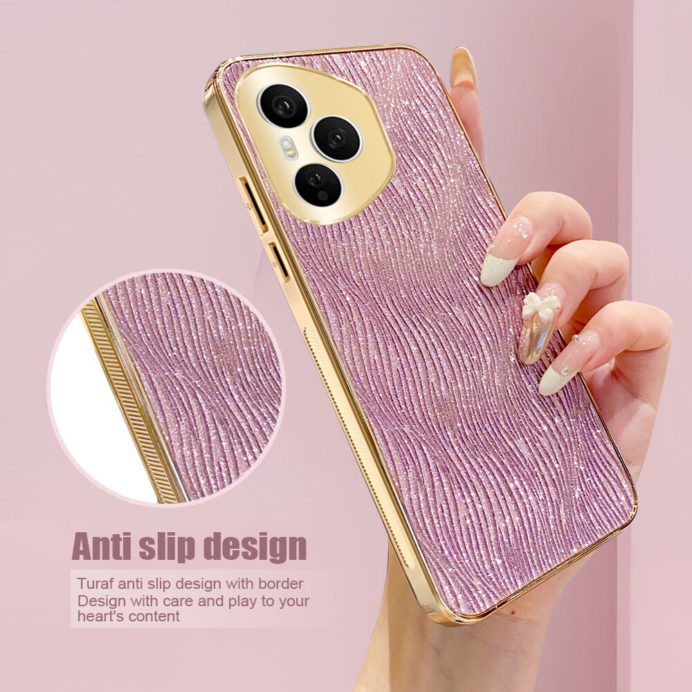 Dành Cho Honor 400 Pro Honor400 Honor400Pro 400Pro 5G gợn Nước Sang Trọng Mạ Điện Cô Gái Vàng Vỏ Điện Thoại Chống Sốc Bảo Vệ Mặt Sau Bìa Cứng