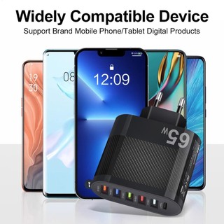 Khối sạc đa phích cắm 65W Đầu sạc nhanh 6 cổng Thiết bị sạc thiết kế thân thiện với du lịch cho caudeyvn